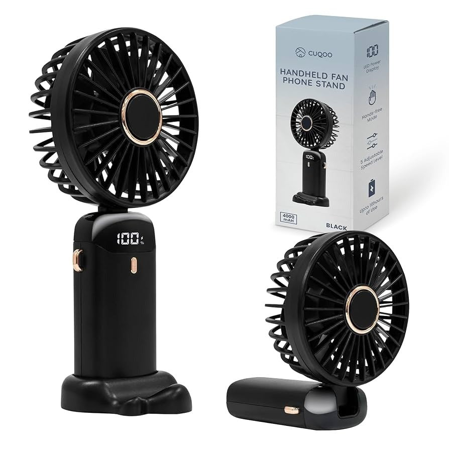 Portable Mini Handheld Fan with Digital Display 5 in 1 Multipurpose USB C Rechargeable Fan with Cable | Random Color