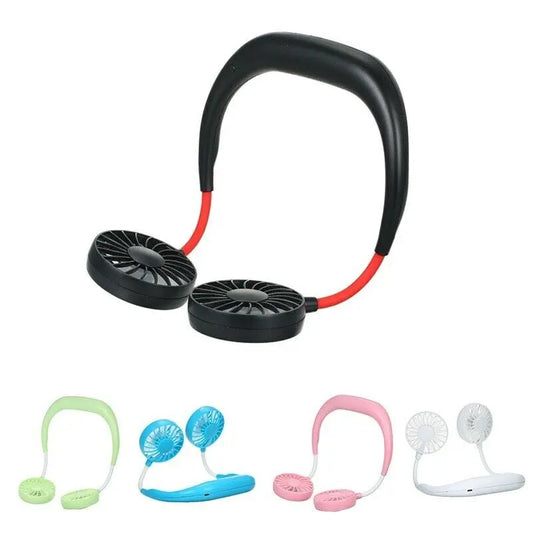 Rechargeable Neck Fan – Hands-Free Wearable Mini Sports Fan with 3 Speed Gears, Portable Cooling Hanging Neck Fan (Random Color)