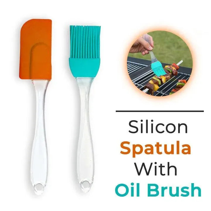 Pack of 2 BBQ Oil Brush & Large Spatula Set – Kitchen & Grill Cooking Tools