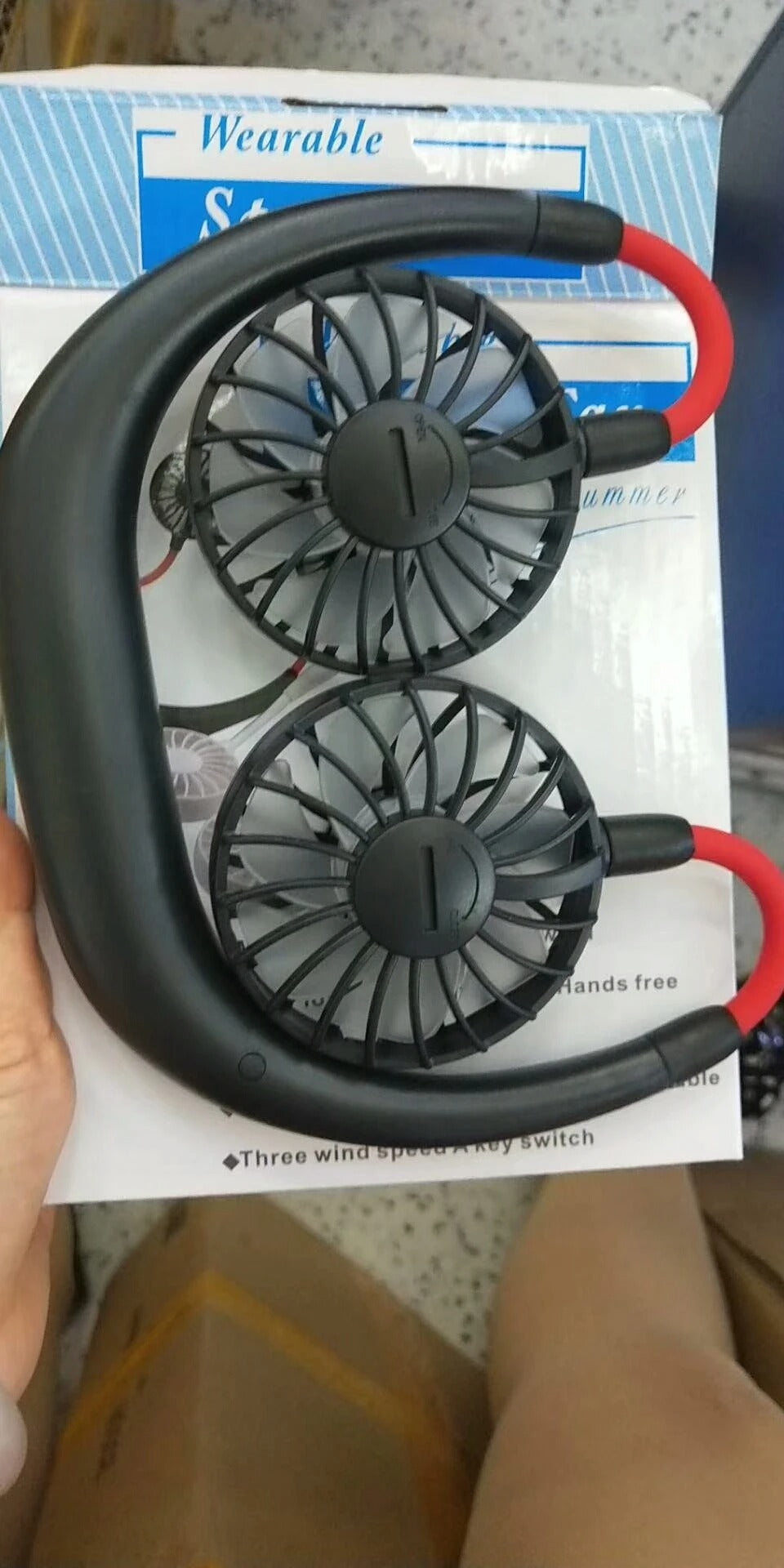 Rechargeable Neck Fan – Hands-Free Wearable Mini Sports Fan with 3 Speed Gears, Portable Cooling Hanging Neck Fan (Random Color)