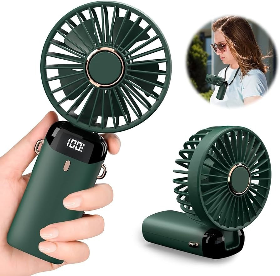 Portable Mini Handheld Fan with Digital Display 5 in 1 Multipurpose USB C Rechargeable Fan with Cable | Random Color