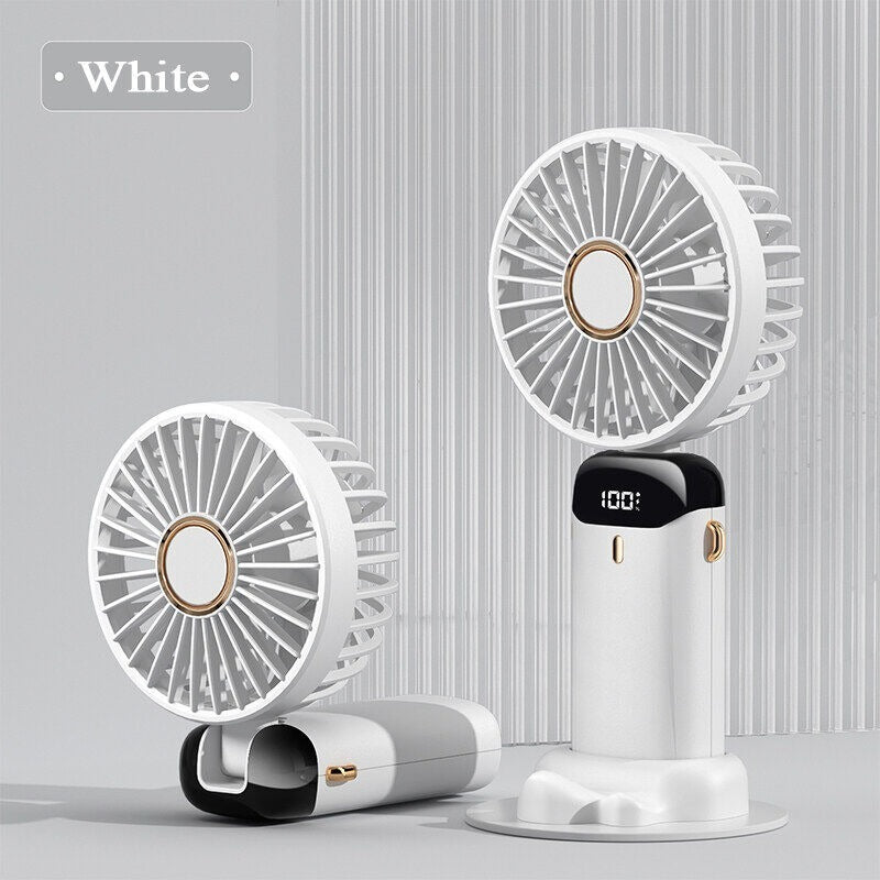 Portable Mini Handheld Fan with Digital Display 5 in 1 Multipurpose USB C Rechargeable Fan with Cable | Random Color
