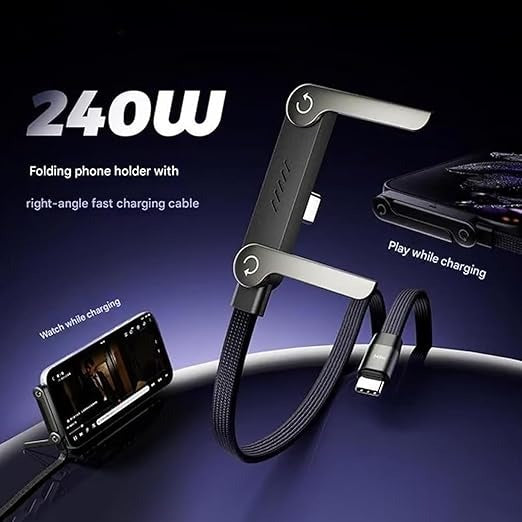 240W USB-C Fast Charging Cable 1.5M – PD 3.1 90° Gaming Charger with Stand